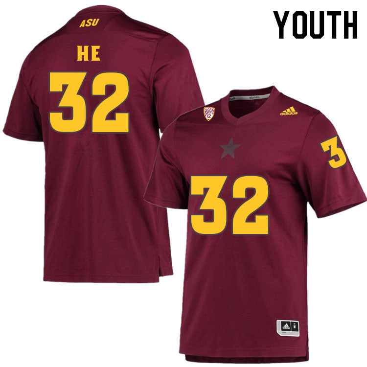 Youth #32 Jackson HeArizona State Sun Devils College Football Jerseys Sale-Maroon